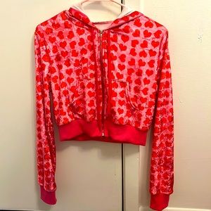 pink heart jacket cropped, similar to the one from jennifers body.